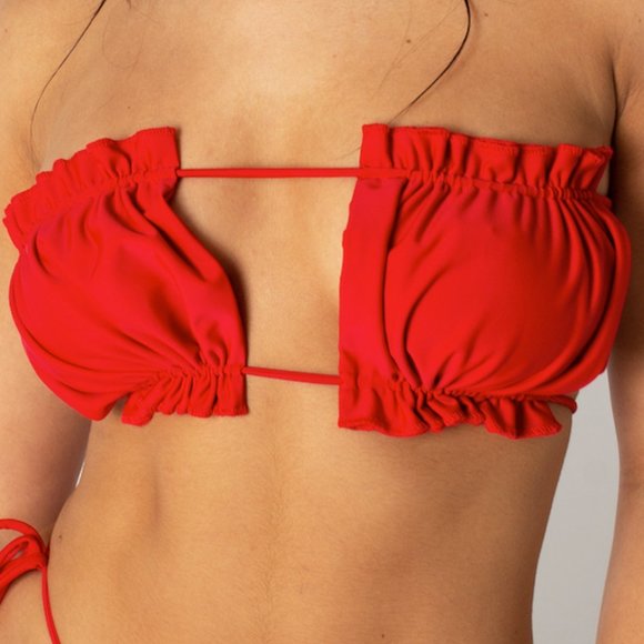 Red Ruched Bikini Set - Picture 3 of 4
